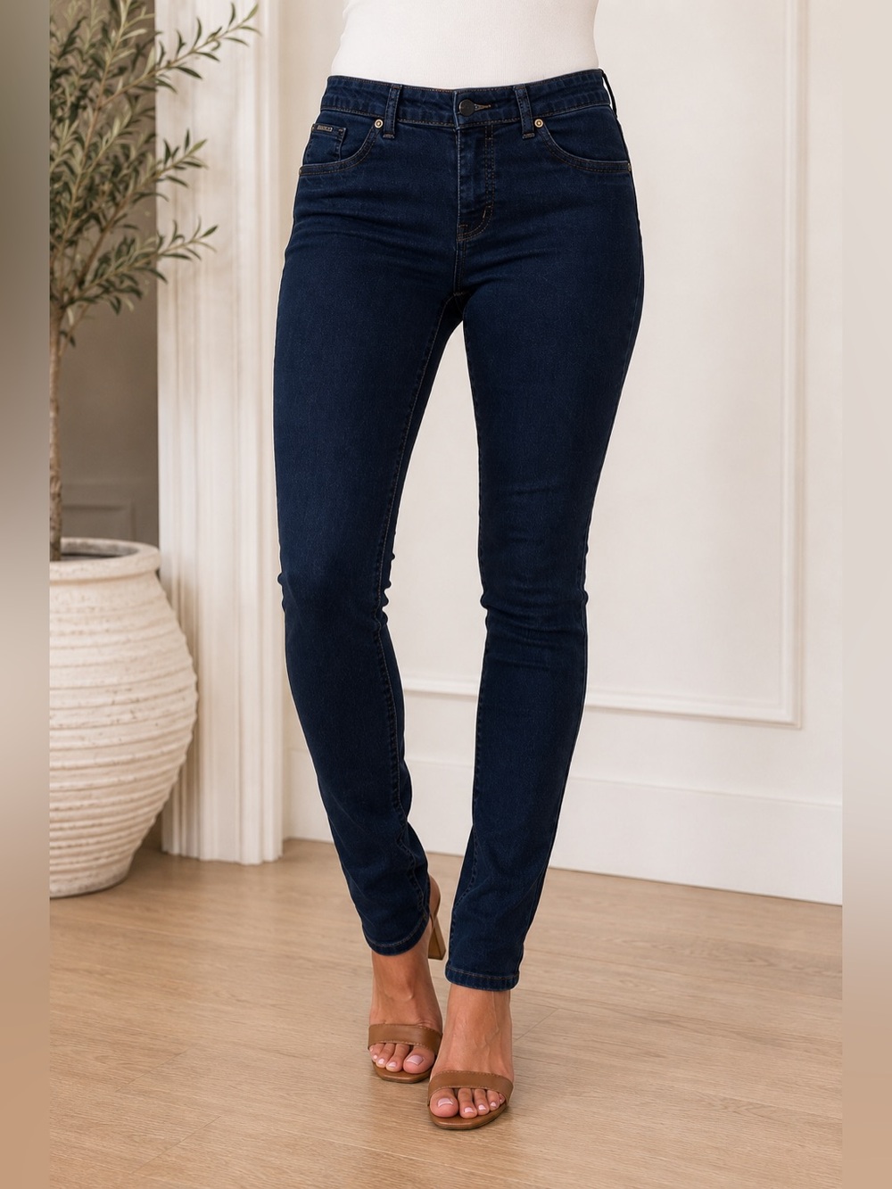 Beija-Flor Women’s Dark Wash Brazilian Pull On Stretch Jean Sz 12 Made in Brazil
